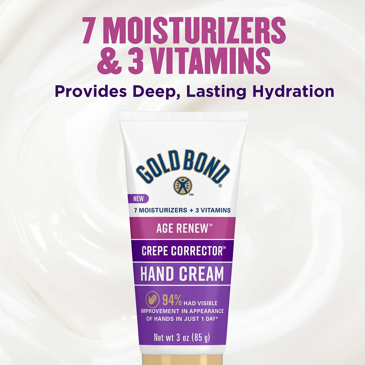 Gold Bond Age Renew Crepe Concealer Hand Cream, Replenishing & Smoothing Formula 3 oz.