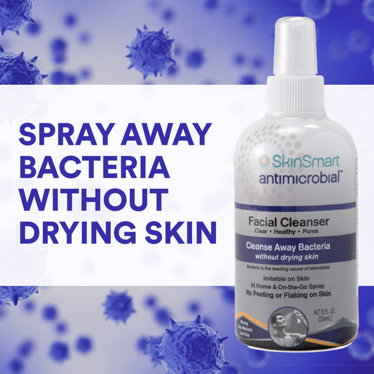 SkinSmart Gesichtsreiniger für Akne, zielt auf Bakterien für aktive Teenagersportler nach dem Training und Akne für Erwachsene, 237 ml Sprühflasche, sicher für mehrere tägliche Anwendungen