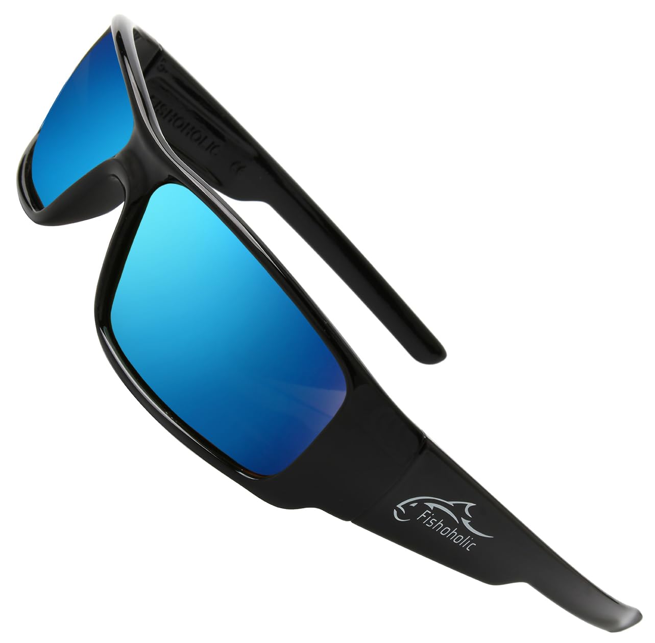 Fishoholic Polarisierte Angel-Sonnenbrille UV400-9 Farben als Angelgeschenk für Männer und Frauen, Glänzend Schwarz, 1 size fits most