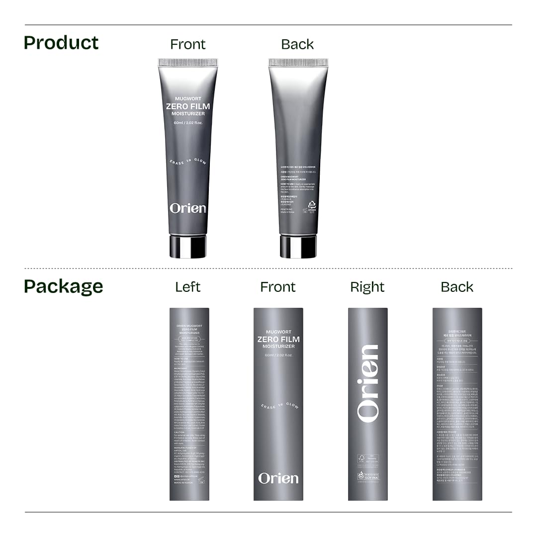 Orien Mugwort Zero Film Feuchtigkeitscreme, 60 ml, Niacinamid, 2 % Panthenol, Glycerin, Adenosin