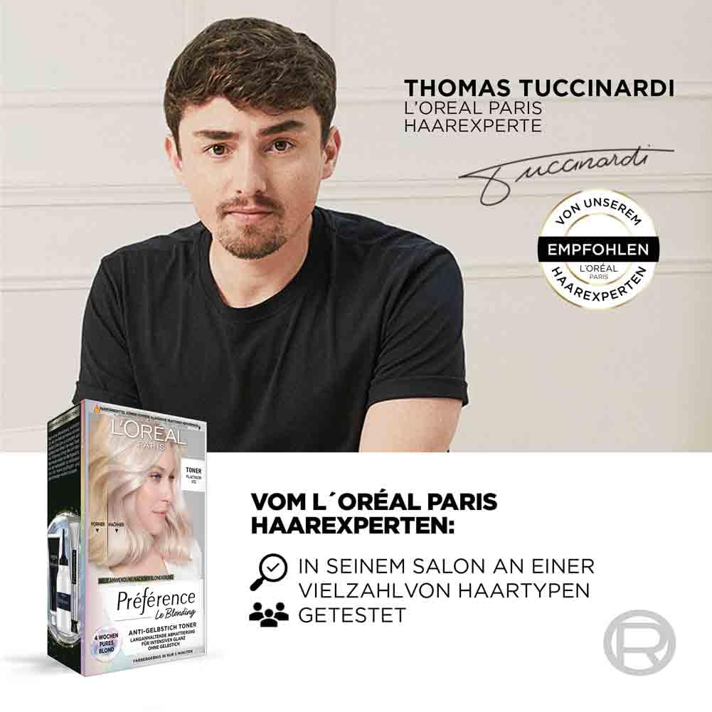 L'Oréal Paris Permanente Haarfarbe mit kühlem Farbergebnis, Haarfärbeset mit Coloration und Anti Gelbstich Pflegebalsam, Préférence Cool Blondes