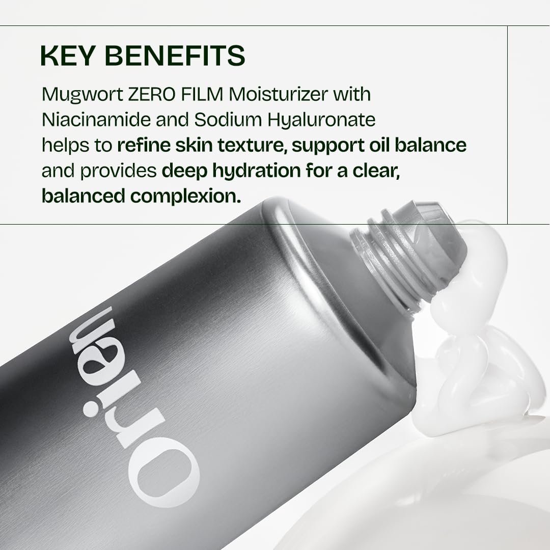 Orien Mugwort Zero Film Feuchtigkeitscreme, 60 ml, Niacinamid, 2 % Panthenol, Glycerin, Adenosin