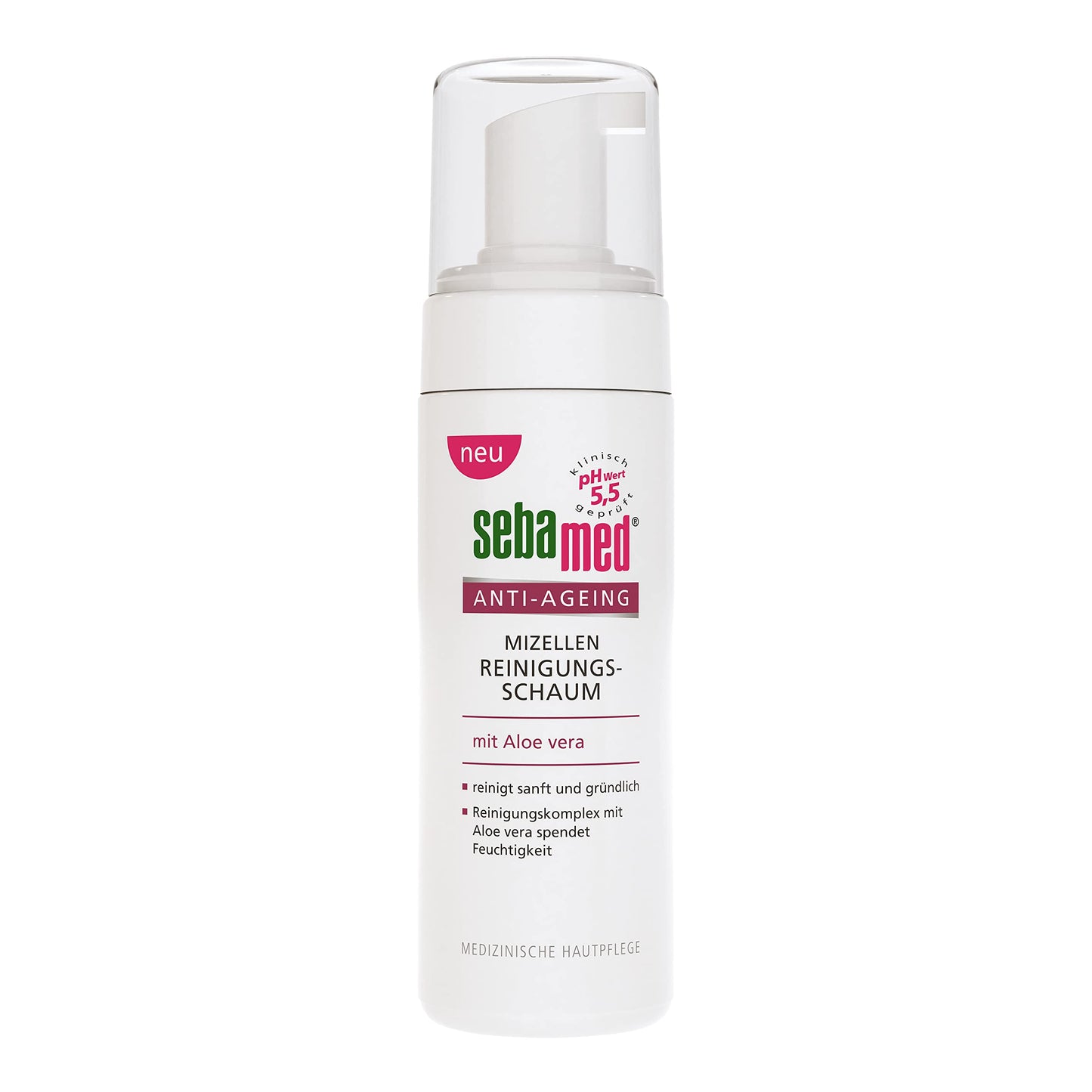 Sebamed Anti-Ageing Mizellen Reinigungsschaum für das Gesicht, auch zur Make-Up Entfernung geeignet, mit Hyaluron und Aleo Vera, ohne Mikroplastik, medizinische Hautpflege