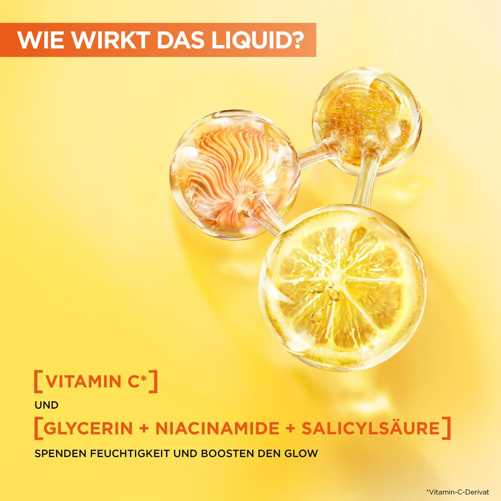 Garnier Vitamin C Glow Booster Liquid Care Gesichtsfluid, Toner mit Niacinamid & Salicylsäure für strahlenden & ebenmäßigen Teint, sofortiger Feuchtigkeits-Boost, vegan, 120ml