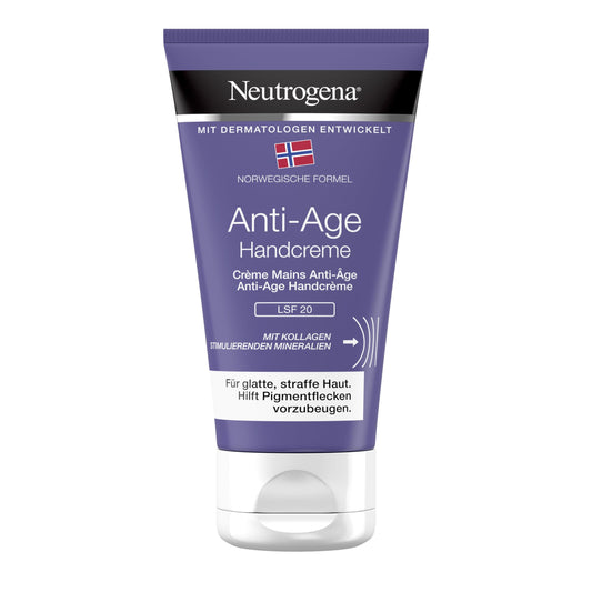 Neutrogena Norwegische Formel Anti-Age Handcreme mit LSF 20 (75 ml), pflegende Feuchtigkeitscreme mit Kollagen und stimulierenden Mineralien für glatte, straffe Haut