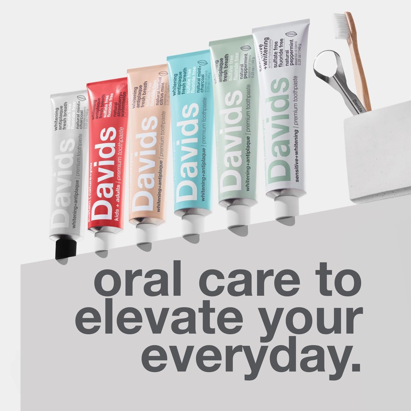 Davids Natural Toothpaste, SPEARMINT, Whitening, Antiplaque, Fluoride Free, SLS Free, 5.25 OZ Metal Tube, Tube Roller Incl.
