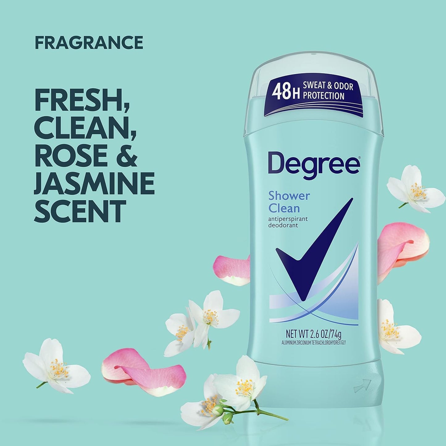 Degree Frauen Anti-Transpirant Deodorant Invisible Solid Twin Pack, Dusche reinigen 2,6 Unzen (3er-Pack)