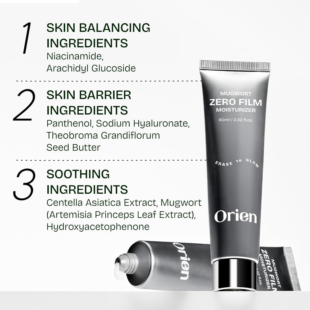 Orien Mugwort Zero Film Feuchtigkeitscreme, 60 ml, Niacinamid, 2 % Panthenol, Glycerin, Adenosin