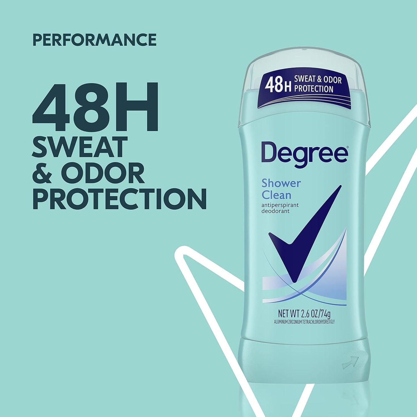 Degree Frauen Anti-Transpirant Deodorant Invisible Solid Twin Pack, Dusche reinigen 2,6 Unzen (3er-Pack)