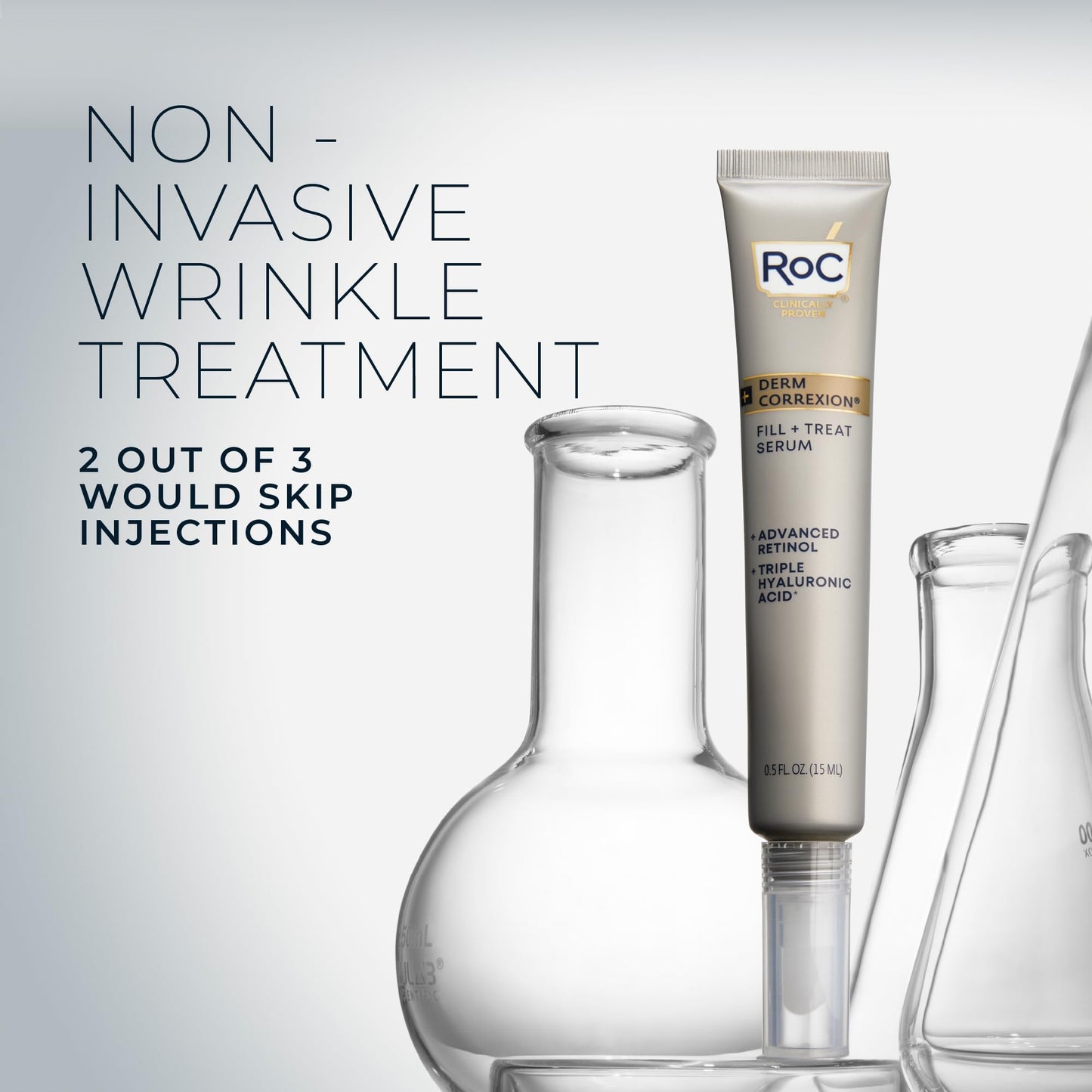 RoC Derm Correxion Fill + Treat Advanced Retinol Serum, Faltenfüller Behandlung mit Hyaluronsäure für Stirnfalten, Krähenfüße, elf Falten und Lachlinien, 15 ml