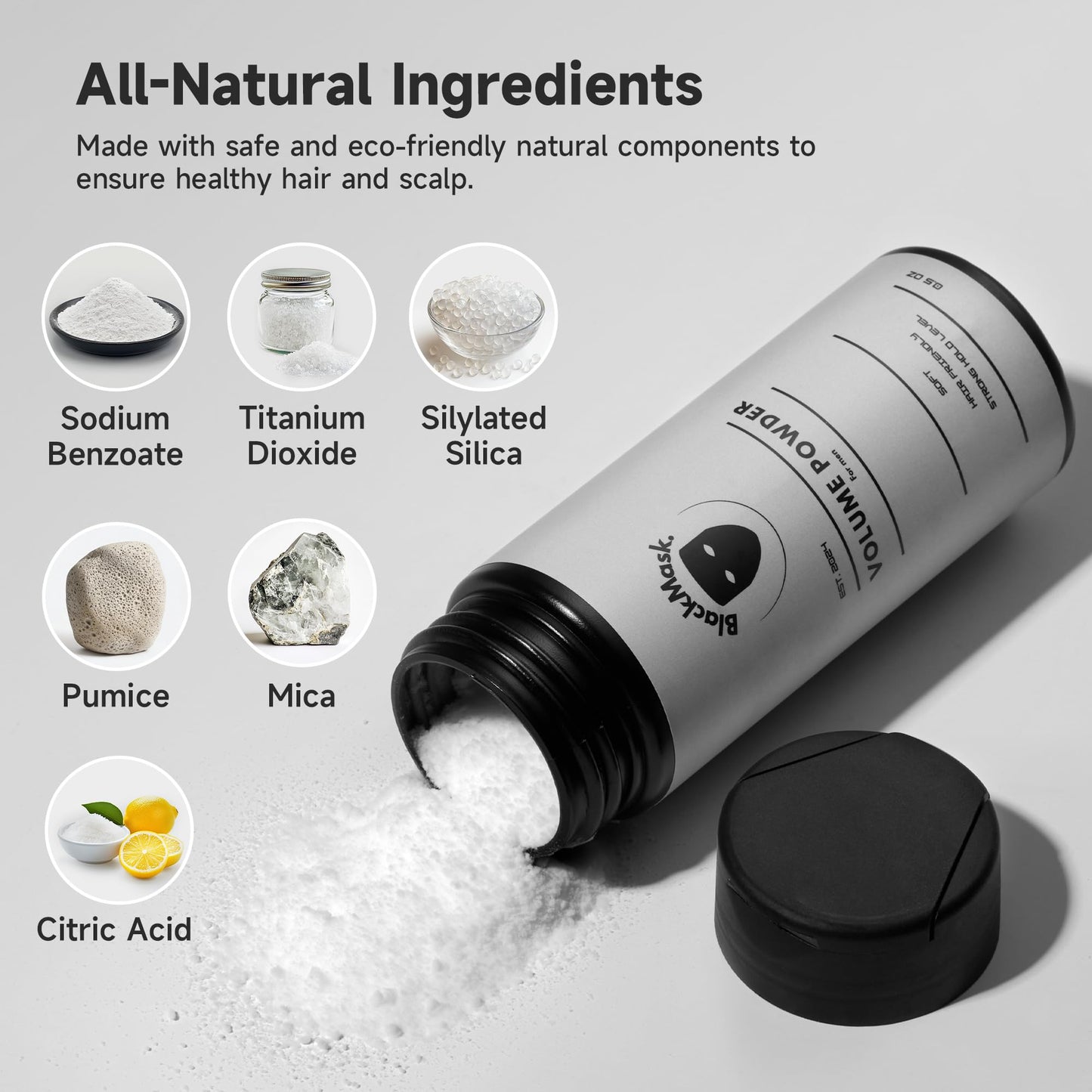 BlackMask Texture Powder for Men, Easy to Apply - Instantly Adds Texture & Volumen, All-Natural Ingredients, Strong Hold, Hair Powder for Men