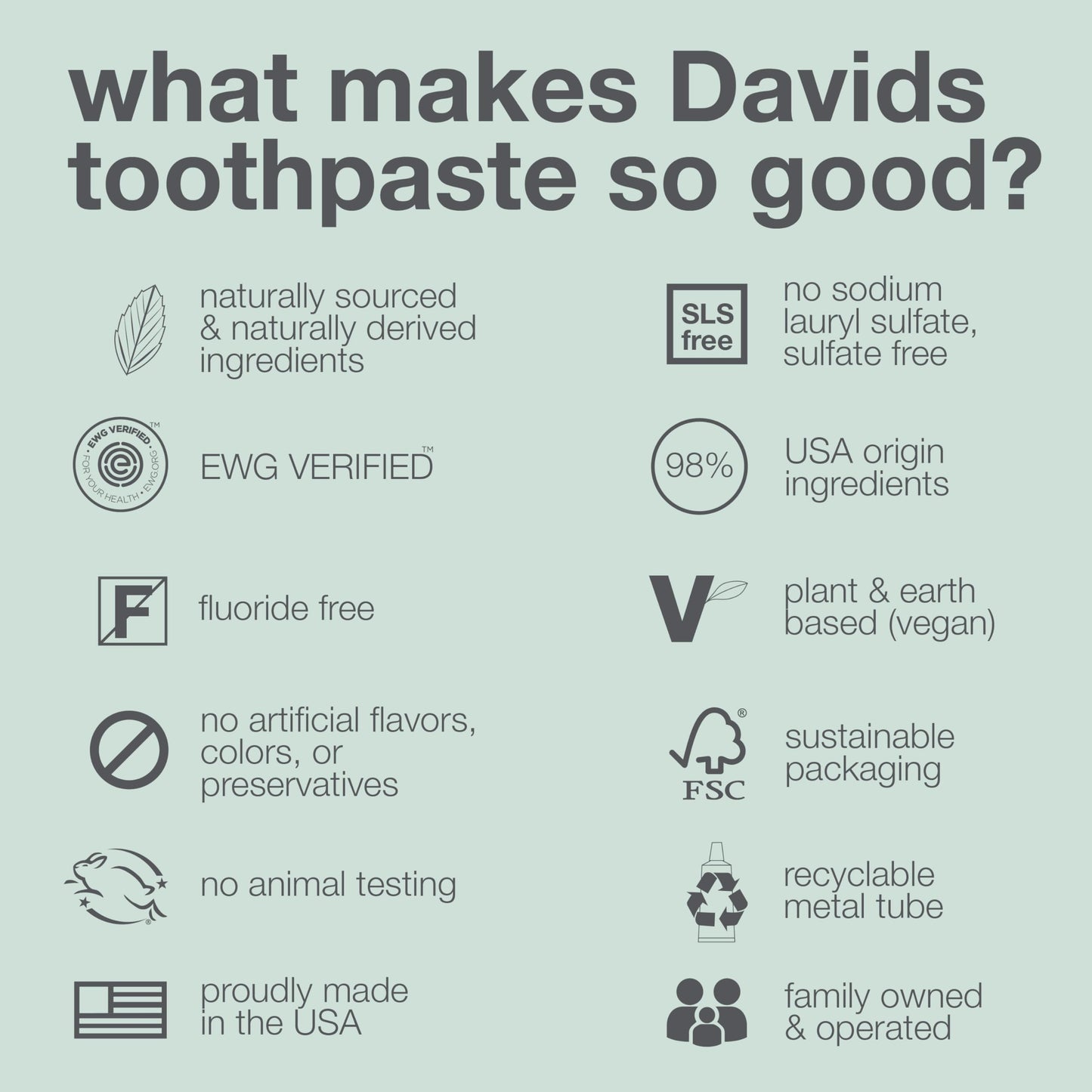 Davids Natural Toothpaste, SPEARMINT, Whitening, Antiplaque, Fluoride Free, SLS Free, 5.25 OZ Metal Tube, Tube Roller Incl.