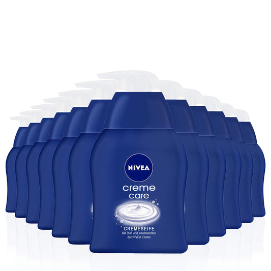 NIVEA Creme Care Pflegeseife im 12er Pack (12 x 250 ml), Handseife mit der bewährten NIVEA Formel, Cremeseife mit dem original Cremeduft zur hygienischen Reinigung 82403-01000-63