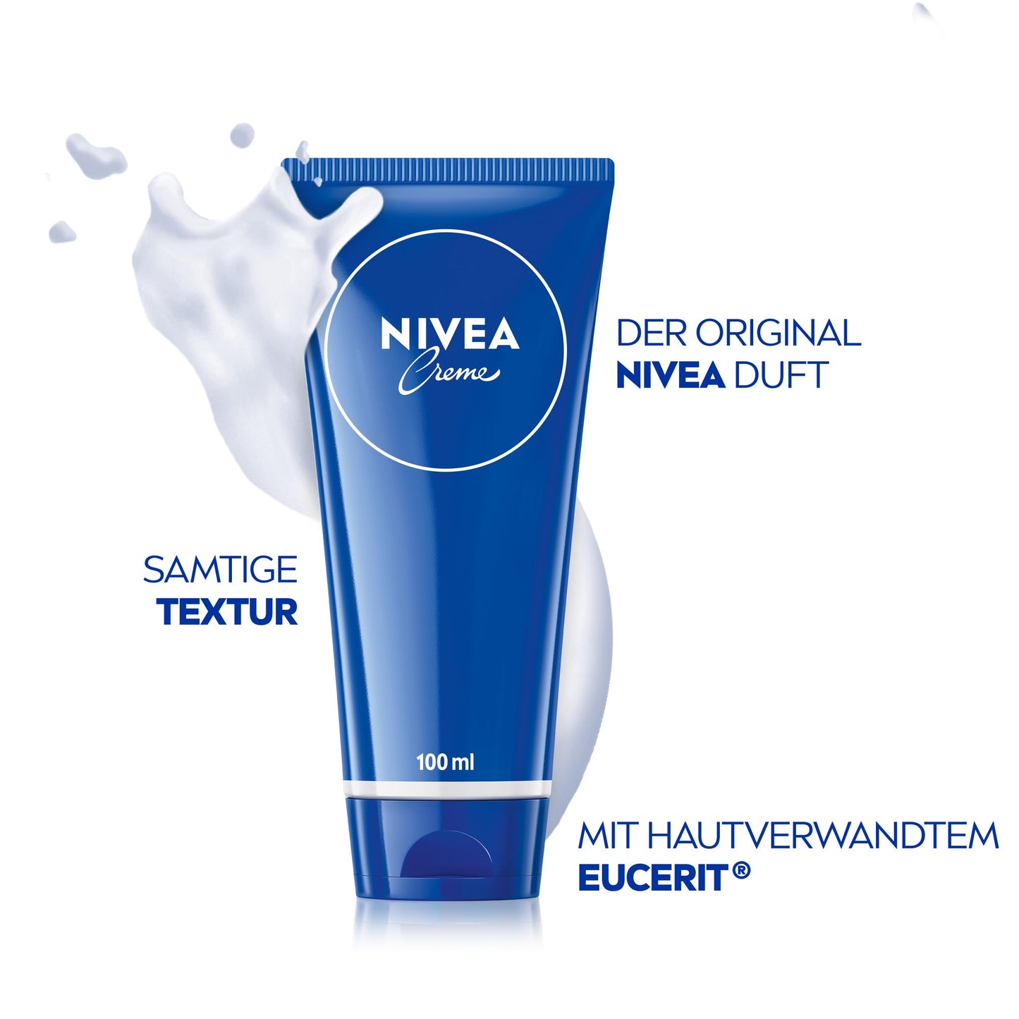 NIVEA Creme Tube Universalpflege, klassische Feuchtigkeitscreme für alle Hauttypen, reichhaltige Hautpflege mit hautverwandtem Eucerit (100 ml)