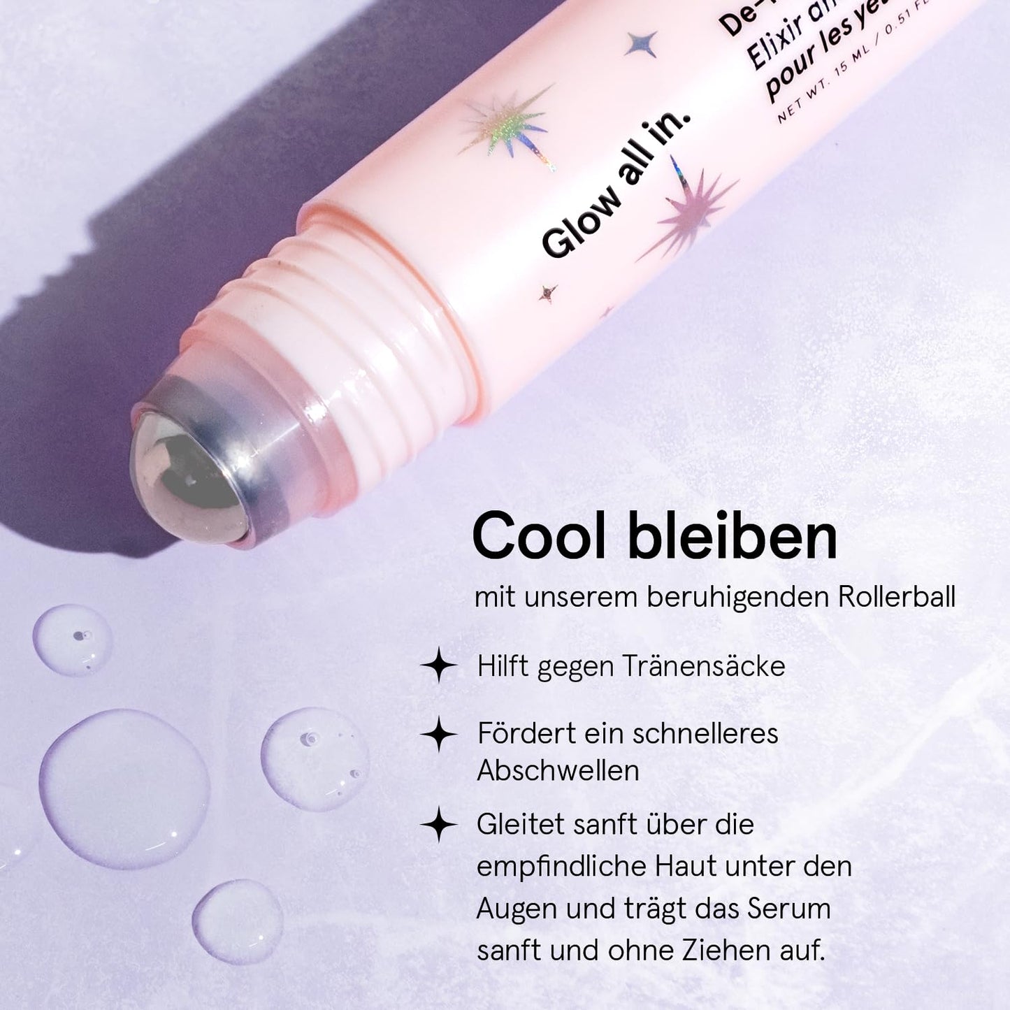 grace & stella, Augenroller mit Augencreme genen Falten und Augenringe mit Retinol & Koffein Augen-Roll-On mit Augencreme gegen Tränensäcke (15ml)