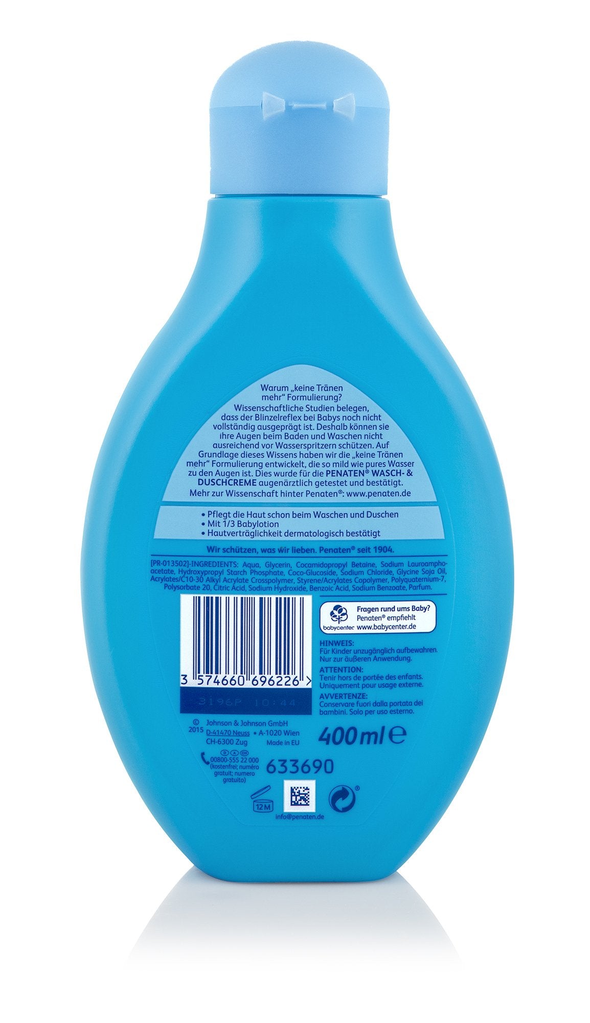 Penaten Wasch- & Duschcreme 400ml | Mildes Waschgel für Babys | Ideal zum sanften Baden und Waschen von Babys | Keine Tränen mehr (3 x 400ml)