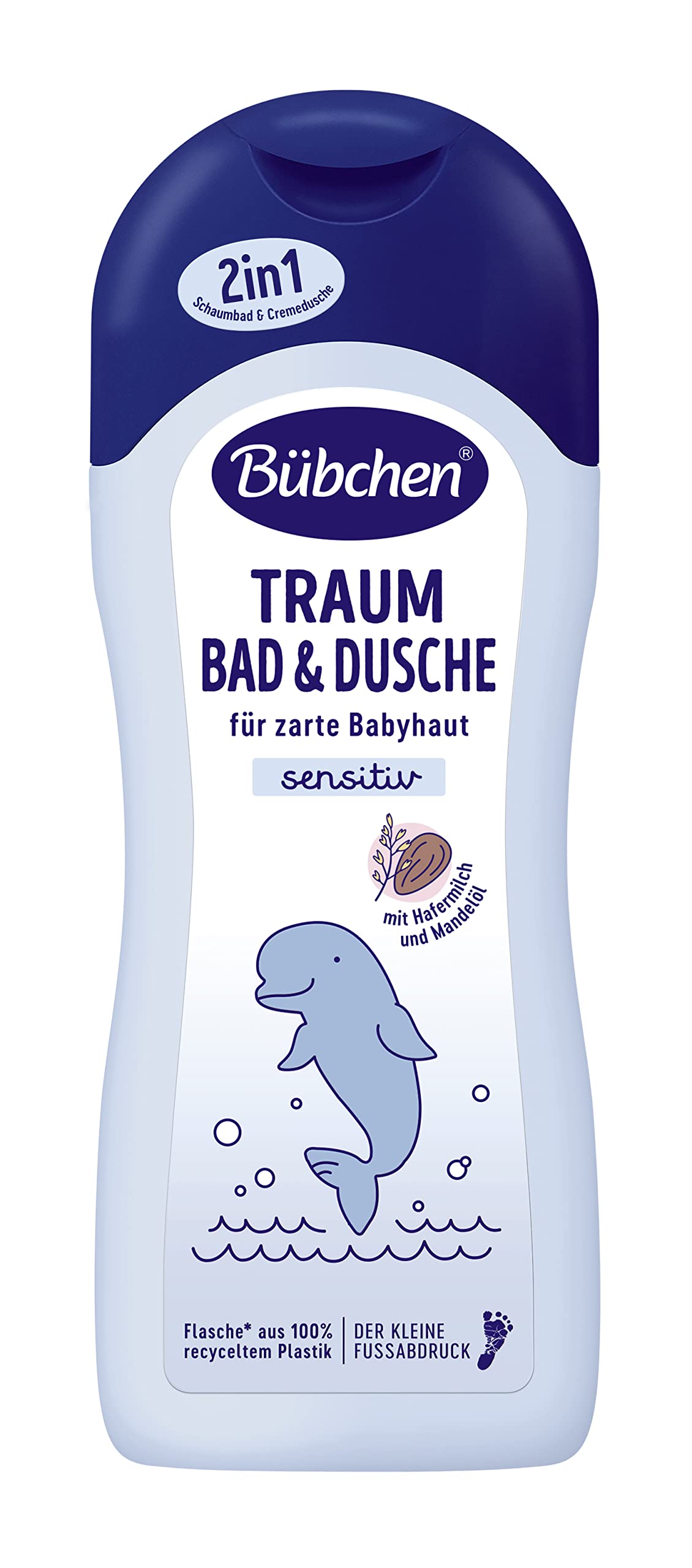 Bübchen Traum Bad & Dusche, 500 ml – milder 2in1 Badezusatz und sanfte Cremedusche, pflegender Badeschaum zur sanften Reinigung zarter Babyhaut, ohne Silikone