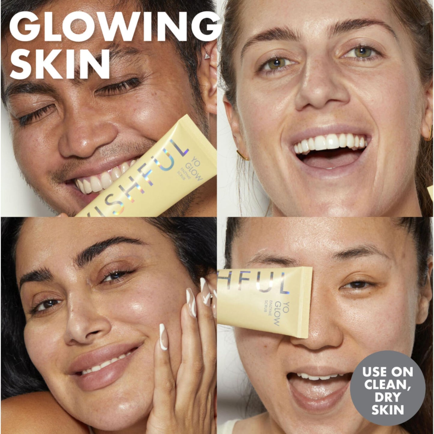 Wishful by Huda Beauty Yo Glow Enzym Scrub (Original, 40 ml) - Hautpeeling für das Gesicht - Aufhellung, Glättend - Papaya, Ananas
