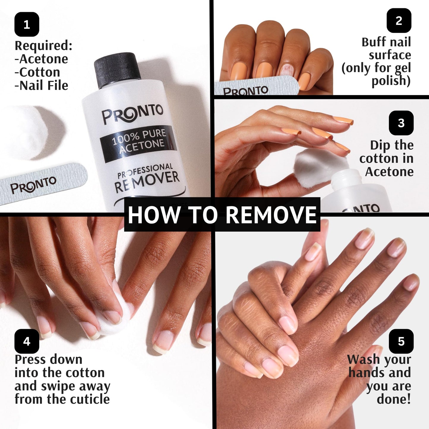 Pronto 100% Pure Aceton – schneller, professioneller Nagellackentferner – für natürliche, Gel-, Acryl- und modellierte Nägel