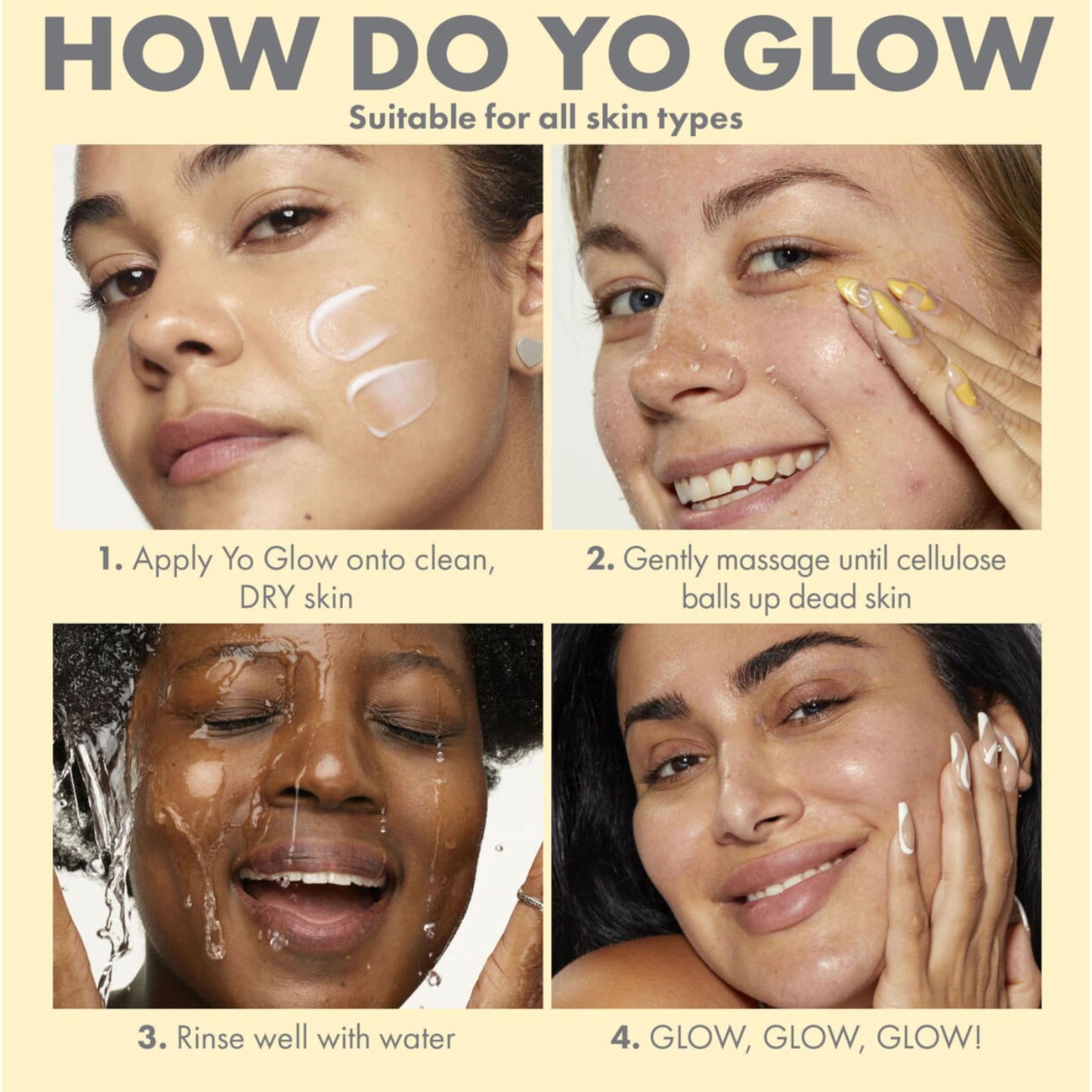 Wishful by Huda Beauty Yo Glow Enzym Scrub (Original, 40 ml) - Hautpeeling für das Gesicht - Aufhellung, Glättend - Papaya, Ananas