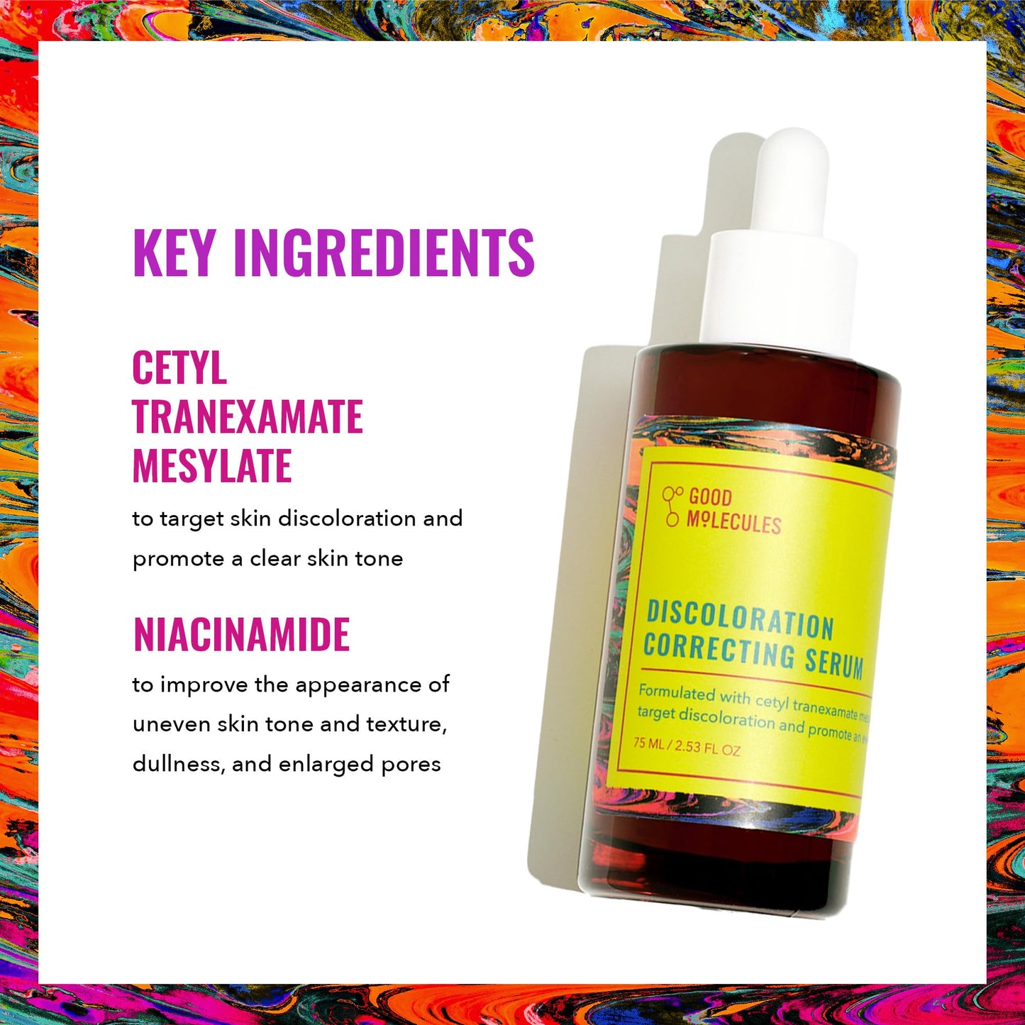 Good Molecules Discoloration Correcting Serum 75 ml – Tranexamic Acid und Niacinamid für dunkle Spots, Akneschal, Sonnenschal, Hyperpigmentierung und Ältere Spots – Duft frei, vegan und pH 5,5