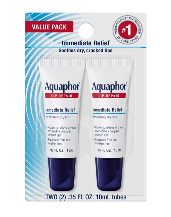 Aquaphor Lip Repair - Soothe Dry, Chapped Lips - Two .35 oz. Tubes